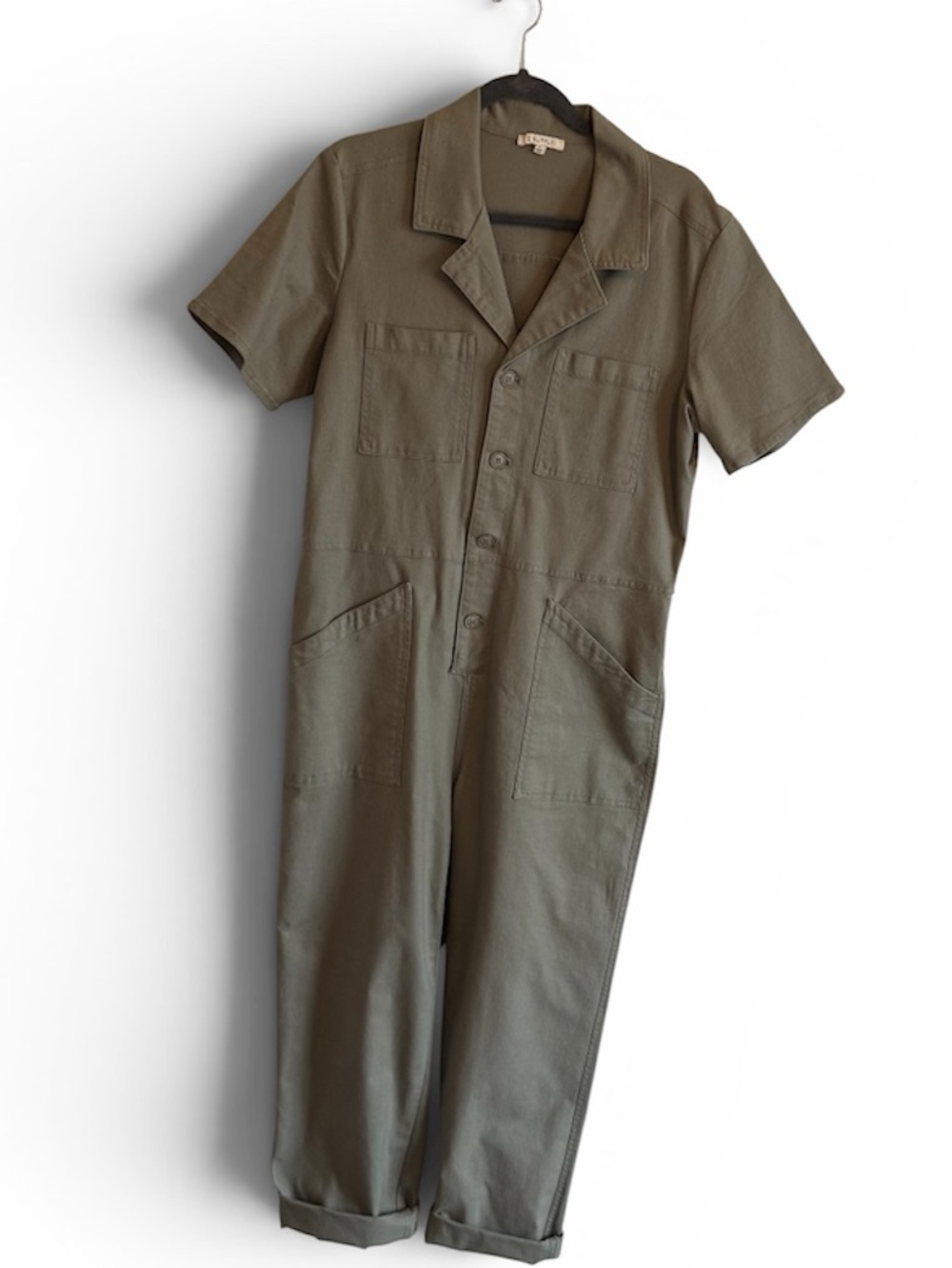 Z Supply Olive Green Utility Short-Sleeve Jumpsuit - Picture 3 of 7